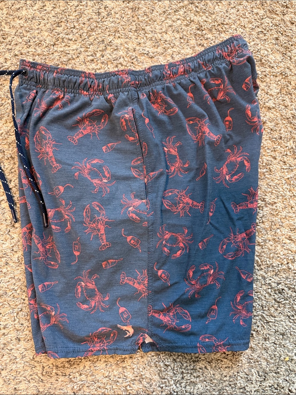Salt Life Navy Swim Trunks with Coral Lobster Print